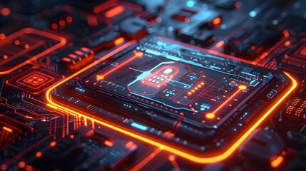 Quantum Computer Security Interface with Glowing Locks and Encrypted Data Streams Futuristic Quantum Computing Concept