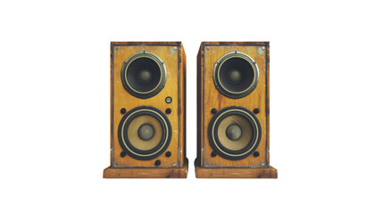 Fototapeta premium Wooden speakers, transparent background PNG