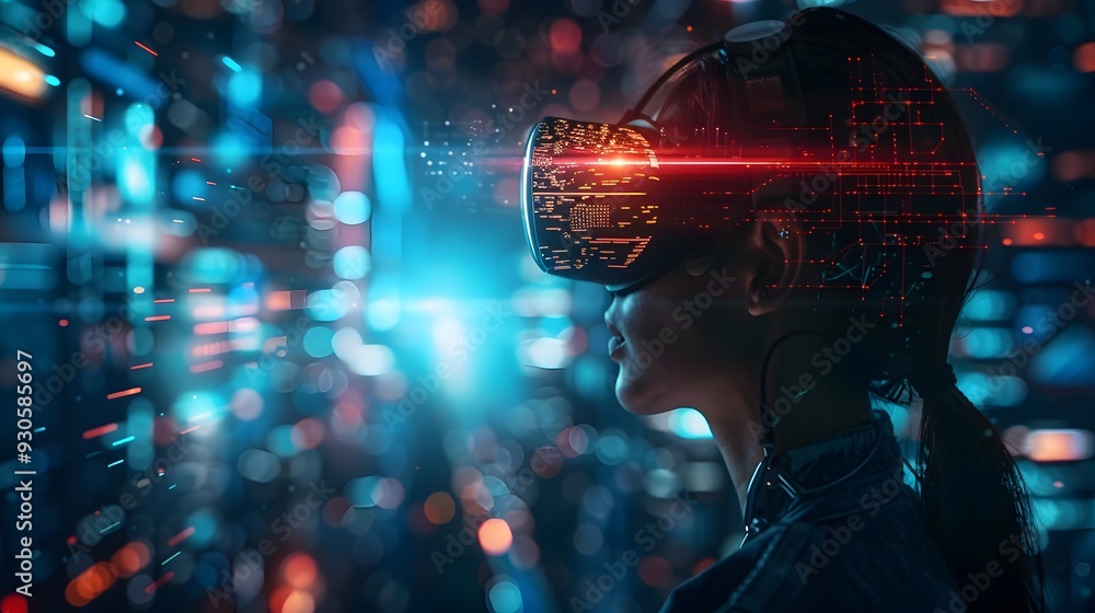 Poster quantum enhanced gaming experience with graphics and immersive environments