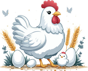 Cute Chicken vector cartoon illustration