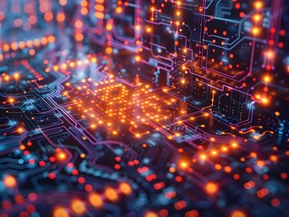 Obraz premium Quantum Computing Cybersecurity Encryption and Threat Detection Systems Advanced Concept Futuristic Digital Technology Background