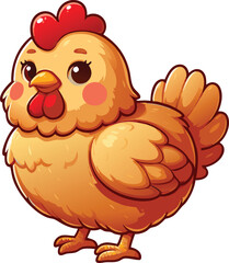 Cute Chicken vector cartoon illustration