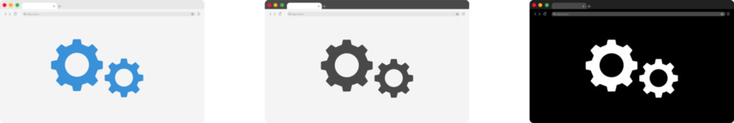 Browser window with six lines, set of web page settings icons. Website, browser window icon collection. Vector