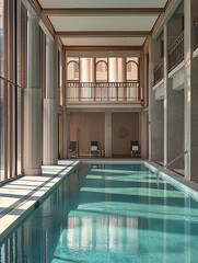 An indoor pool in the lobby.
Generative AI