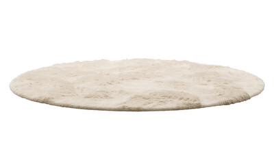 Modern beige round rug with high pile. 3d render