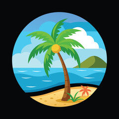 beach coconut tree tshirt design 2.eps