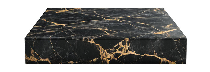 Empty black and gold rectangular product display podium isolated