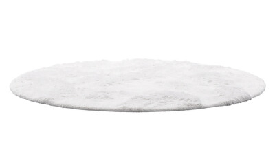 Modern white round rug with high pile. 3d render