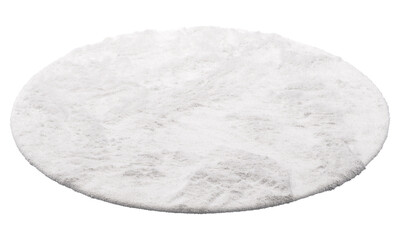 Modern white round rug with high pile. 3d render