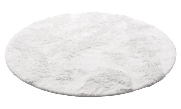 Modern white round rug with high pile. 3d render