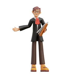 3d  lawyer bring compliance document character the law building legal basis lawyer carrying briefcase