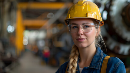 Engineer of an important project supervising the progress of her project from above. Concept: leadership, feminism	