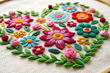 A delicate, hand-stitched embroidery piece with intricate floral patterns and a heartfelt message, conveying warmth and devotion, perfect for sentimental gifts or personal keepsakes.
