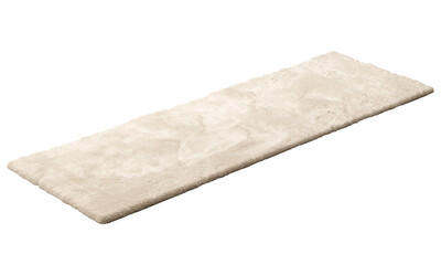 Modern beige runner rug with high pile. 3d render