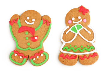 christmas gingerbread cookie isolated on white background