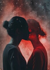  "Silent Compassion: A Gesture of Empathy in a Starry Mist"