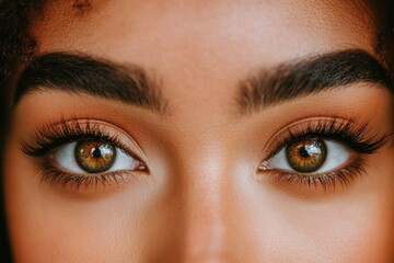 Obraz premium Close-up view of woman's captivating brown eyes