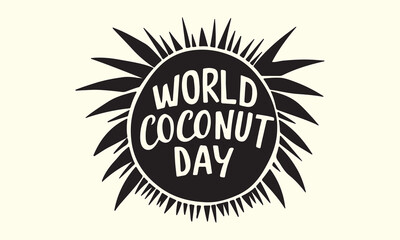World Coconut Day, World Coconut Day celebration. flat design. flyer design, coconut sticker.