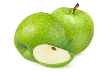 Green apples on isolated white background