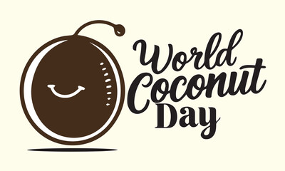 World Coconut Day, World Coconut Day celebration. flat design. flyer design, coconut sticker.