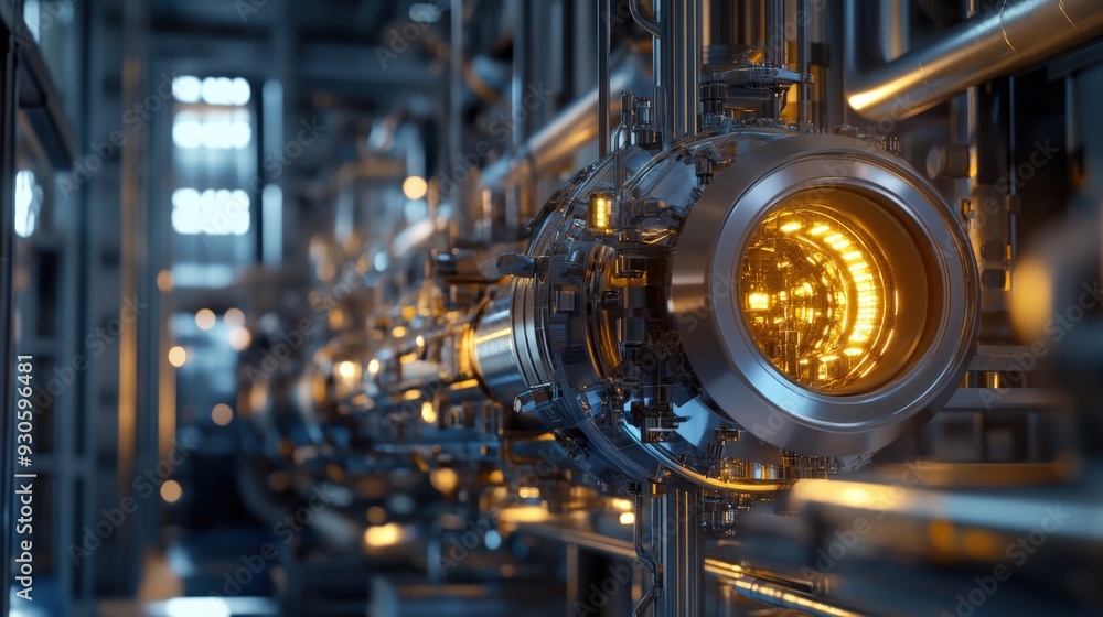 Poster the antimatter reactor glows with vibrant energy, surrounded by intricate machinery in a high-tech l