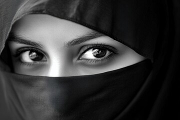 Naklejka premium Mesmerizing gaze of woman in traditional hijab
