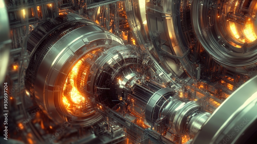 Poster an advanced antimatter reactor glows intensely in a cutting-edge environment, showcasing intricate m
