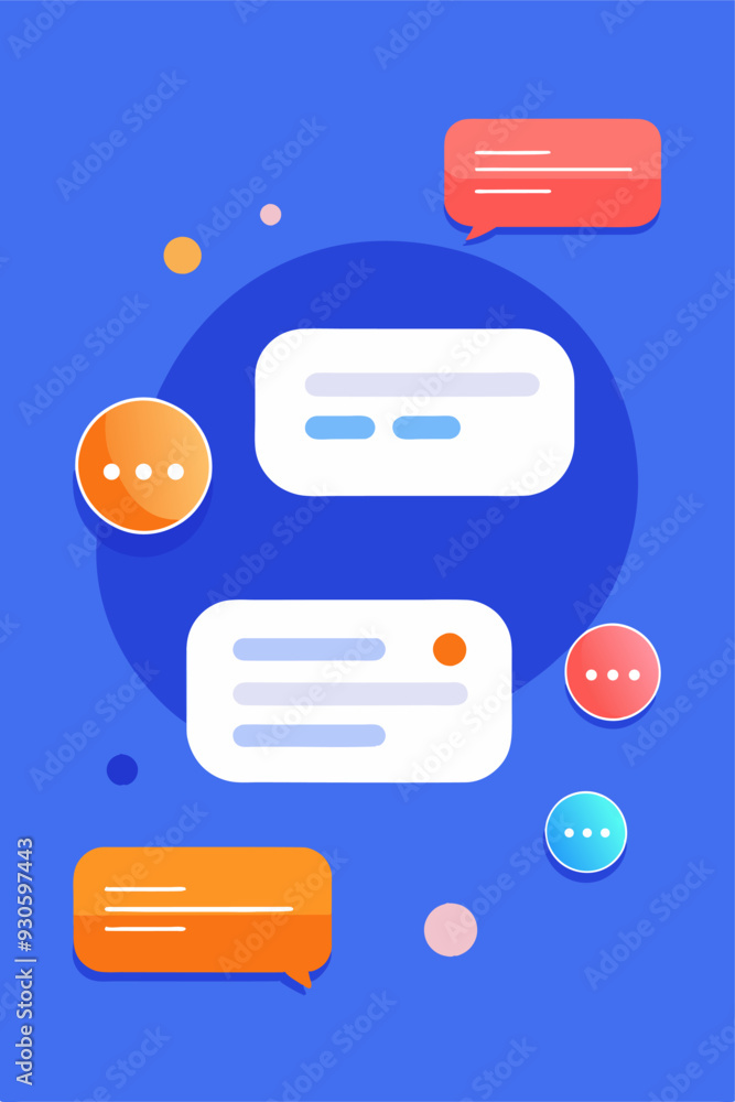 Poster dialogue concept with speech bubbles and message boxes in discussion, from all directions