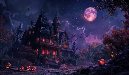 Fototapeta premium scary halloween night scene background