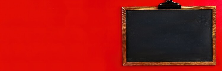 Fototapeta premium Blackboard on a red background with space for your text or design. Perfect for announcements, presentations, and school projects.