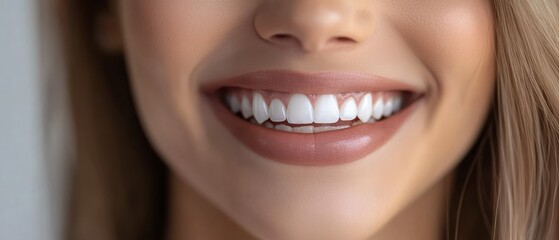 Fototapeta premium Beautiful female smile demonstrating perfect teeth