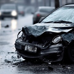 Broken car on the street. Accident