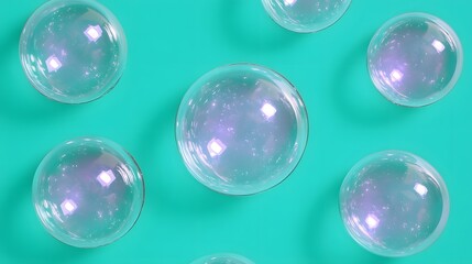 Naklejka premium Purple Soap Bubbles on Green Background, Abstract Image, Texture, Pattern, Wallpaper, Cover and Screen of Smartphone, Cell Phone, Computer, Laptop, 9:16 and 16:9 Format