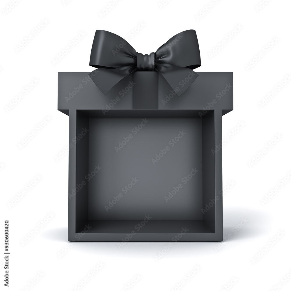 Aufkleber blank black product display gift box showcase stand with black ribbon bow or mock up products show b