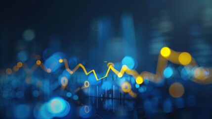Fototapeta premium Abstract financial chart with blue and yellow lights
