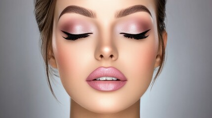 Fototapeta premium Flawless makeup on young woman with perfect skin