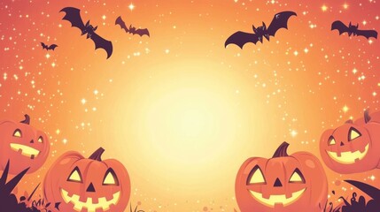 Fototapeta premium halloween, pumpkin, autumn, holiday, illustration, orange, witch, horror, bat, night, hat, scary, celebration, moon, cat, october, spooky, black, cartoon, lantern, design, evil, dark, fall, house, sil