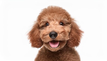 Fototapeta premium 笑顔のスタンダード・プードルの子犬のポートレート（Portrait of a smiling Standard Poodle puppy on white background） 