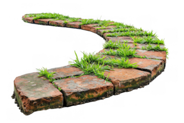 Curved Brick Pathway with Grass