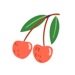 Cherry doodle vector illustration isolated on white.