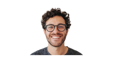 Portrait of smiling man wearing glasses, transparent background PNG