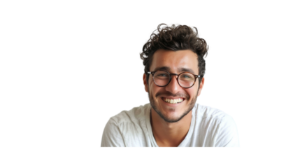 Portrait of smiling man wearing glasses, transparent background PNG

