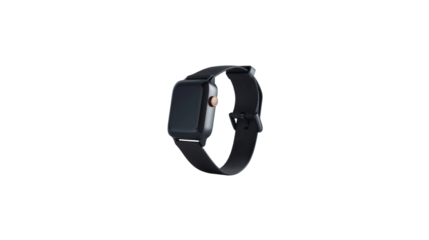 Black smart watch, transparent background PNG