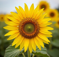 Fototapeta premium A vibrant and unique sunflower field, with each flower boasting its own distinct color and shape, creating a visually diverse and stunning landscape.