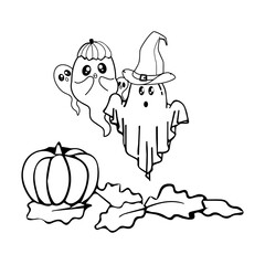 Cute halloween coloring page for kids