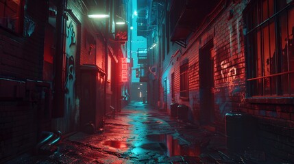 Fototapeta premium Neon-Lit City Alleyway