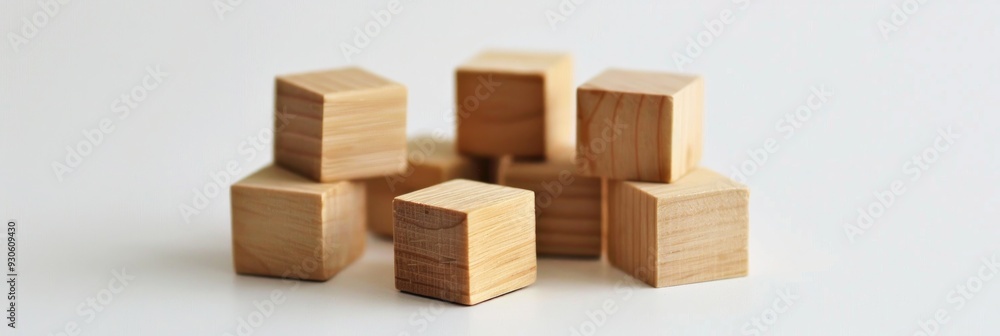 Poster resolving problems using wooden cubes