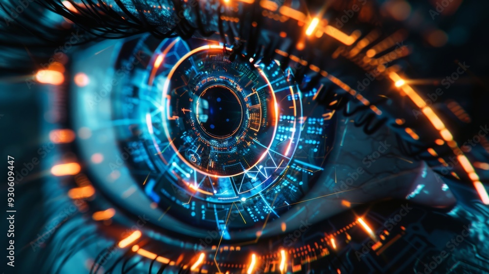 Poster eye of futuristic and innovative imagery ai and automation use of artificial intelligence and automa