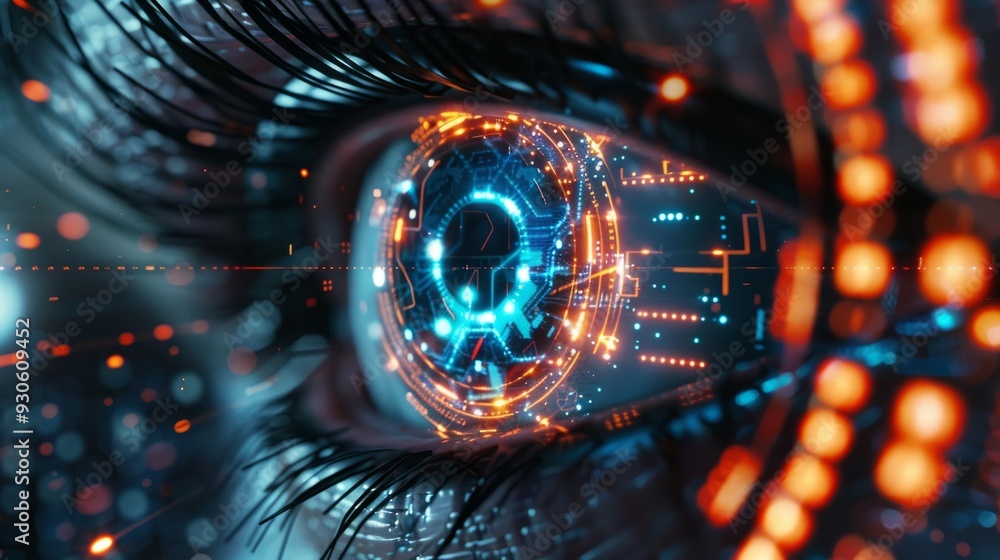 Poster eye of futuristic and innovative imagery ai and automation use of artificial intelligence and automa