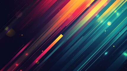 Fototapeta premium A vibrant abstract design featuring colorful diagonal lines and glowing orbs.
